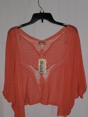 NWT! Vintage Mudd brand open crochet short sleeve sweater size: L